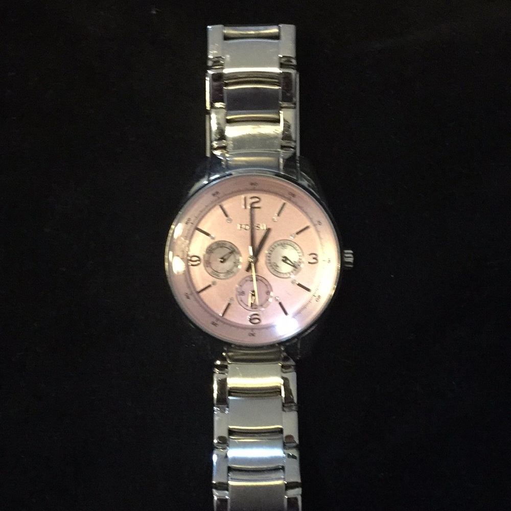 Beautiful Fossil Watch with Pink Face